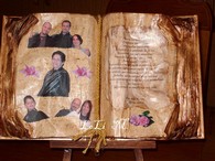 Libro mediano envejecido con fotos recordatorio decorado con craquelador y acrílicos